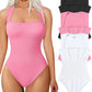 Laatste dag - 49% korting Sexy Geribbelde Strappy Vierkante Hals Mouwloze Buikcontrole Tanktops Bodysuits