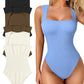 Laatste dag - 49% korting Sexy Geribbelde Strappy Vierkante Hals Mouwloze Buikcontrole Tanktops Bodysuits