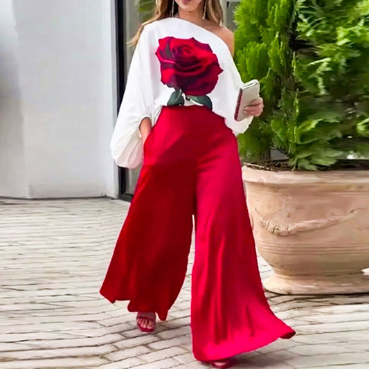 ❤️Ensemble Tweedelige damesbroek en off-the-shoulder top Haute❤️